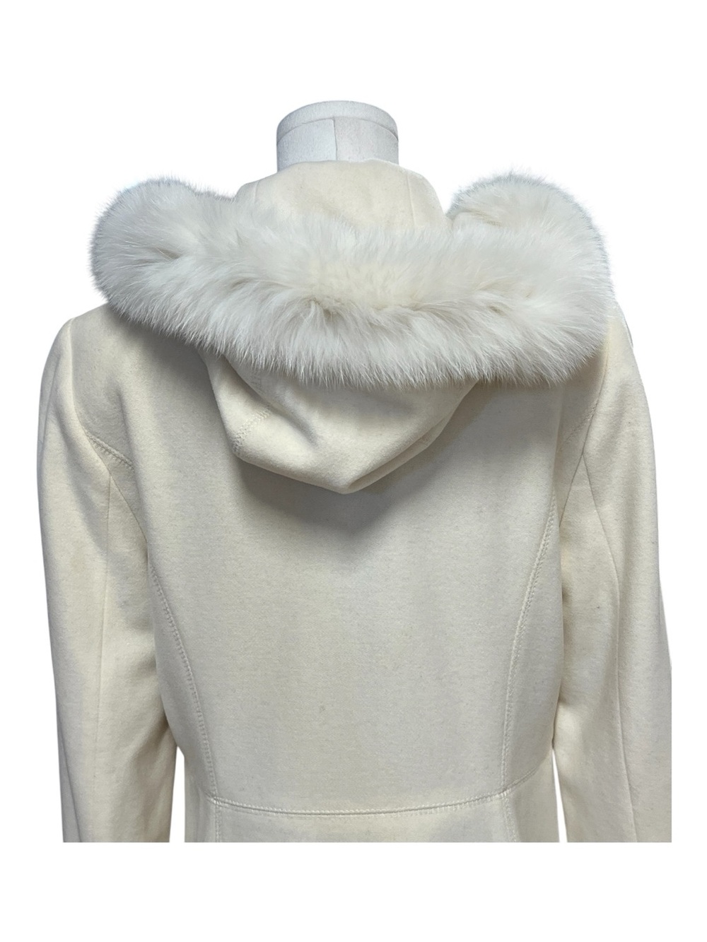 EUC Pendleton Wool Cashmere Cream Faux Fur Hood Coat | Size Small - Picture 7 of 14